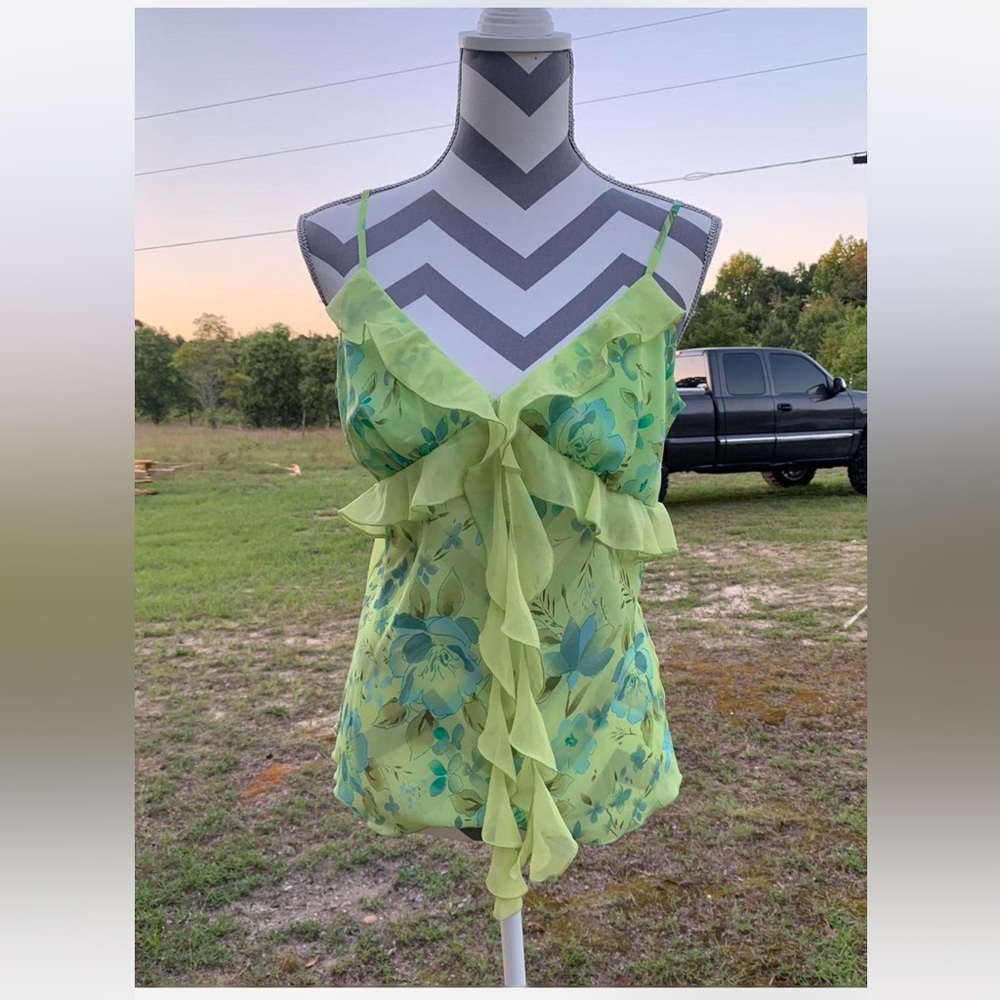 Charlotte Russe Lime Green Floral Camisole